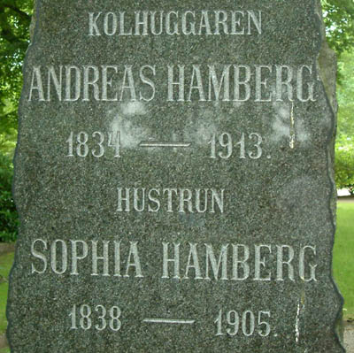 Kolhuggaren Andreas Hamberg 1834–1913. Hustrun Sophia Hamberg 1838–1905.